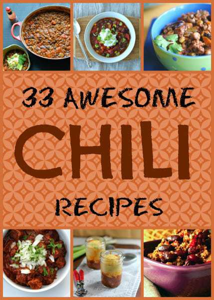 Collage of several different chili recipes. 