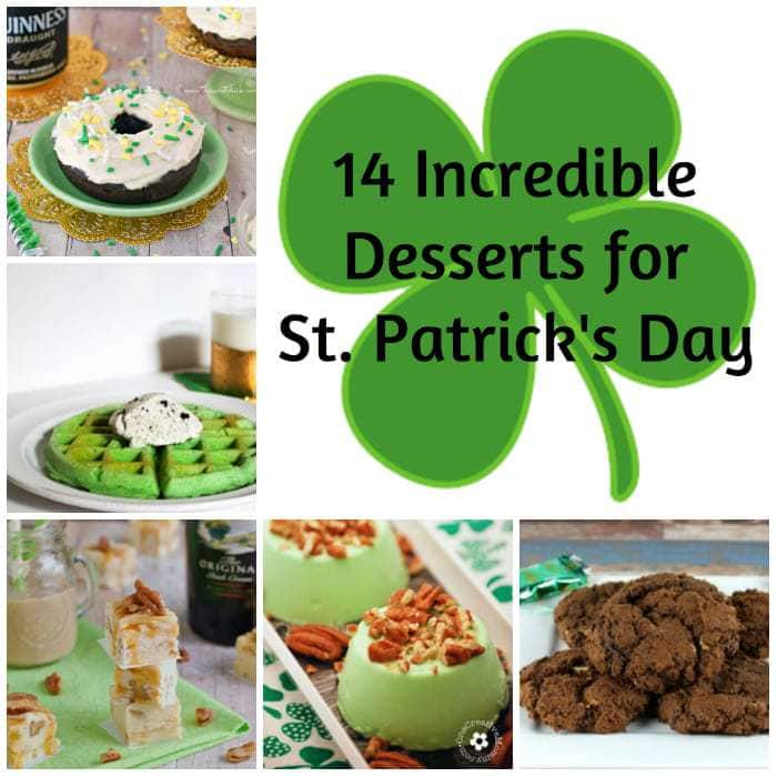 Collage of several different St. Patrick's day desserts.