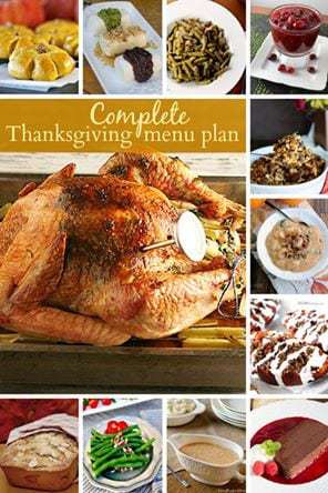 Collage of the complete thanksgiving menu plan. 