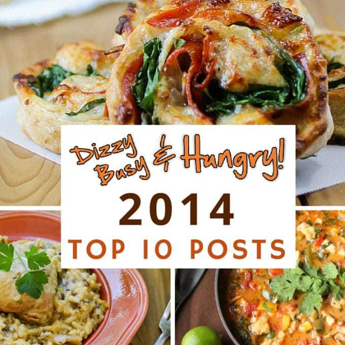 Collage of top ten posts of 2014 with a logo in the middle.