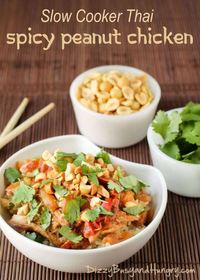 Slow Cooker Thai Spicy Peanut Chicken | Dizzy Busy and Hungry!