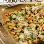 Chicken Potato Bake | DizzyBusyandHungry.com - Potatoes tossed in garlic and olive oil and baked to a golden brown with tender, juicy chicken thighs. A family favorite!