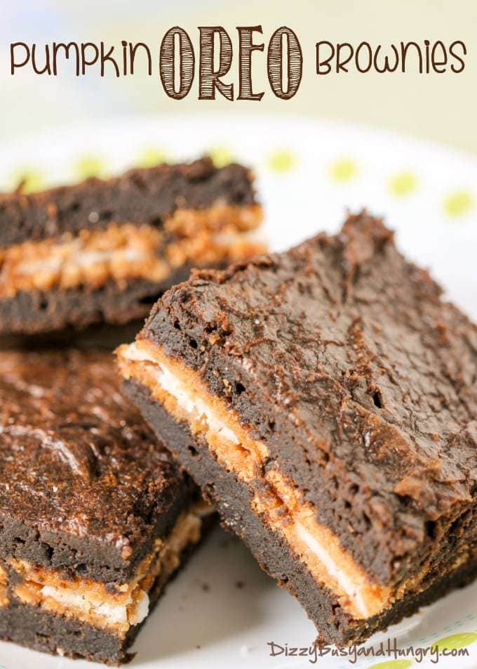 Pumpkin Oreo Brownies | DizzyBusyandHungry.com - Moist, fudgy, sweet, chocolatey, and BETTER FOR YOU brownies. You must try these!