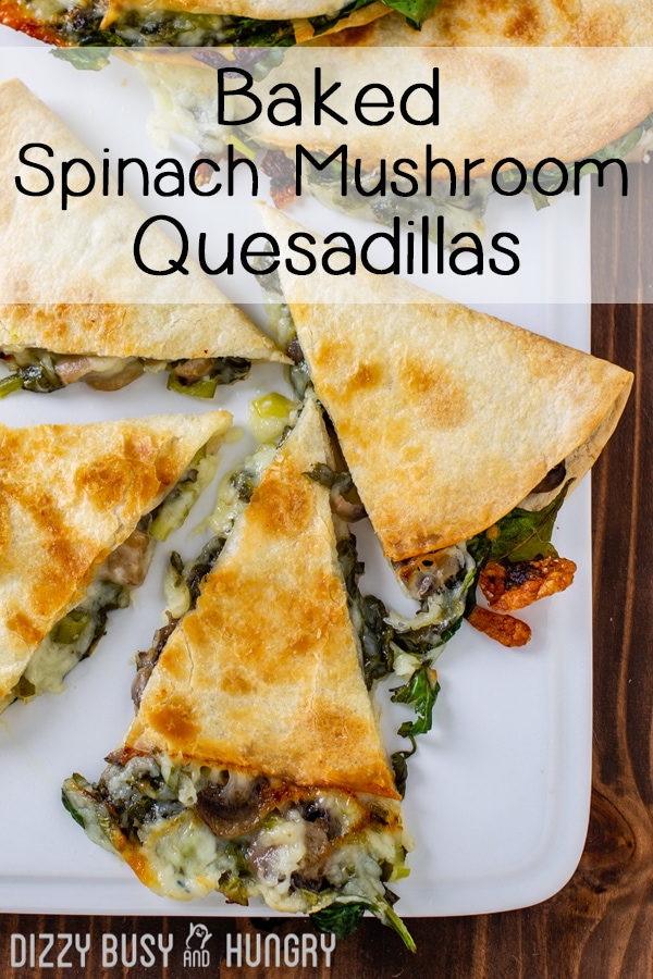 pin for overhead view of delicious baked quesadillas