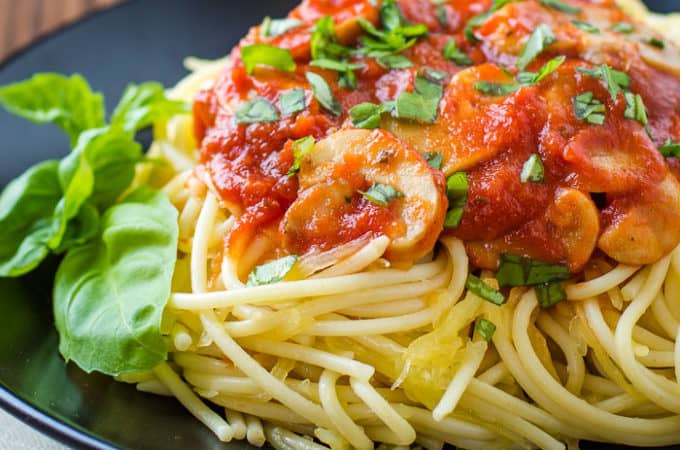 Healthier Spaghetti 30 degree angle view