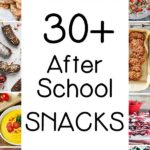 Collage of 10 after school snack photos with text in the middle