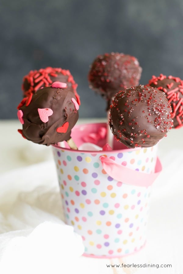 5 chocolate cake balls with sprinkles