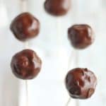 front view of 6 keto chocolate cake pops arranged in 2 rows