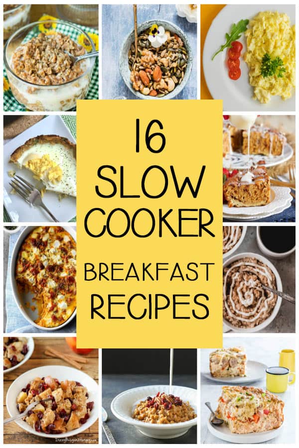 collage of 10 slow cooker breakfast recipes with text overlay