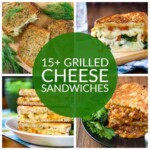 collage of 4 different grilled cheese sandwiches