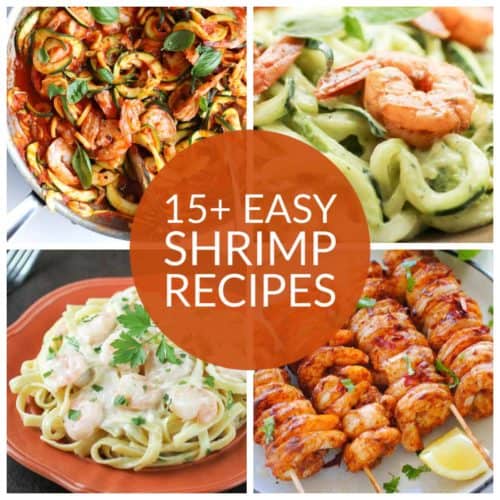 square collage of 4 of the easy shrimp dinners