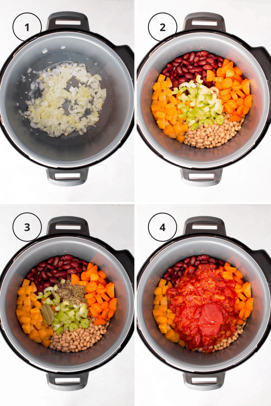 Step by step instructions for making minestrone in the Instant Pot.
