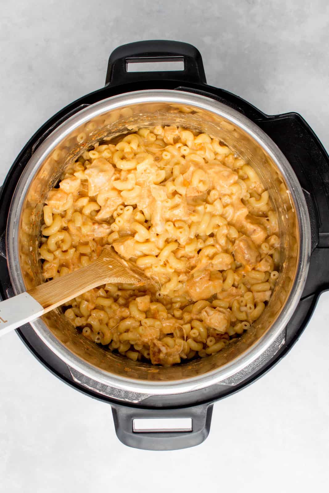 Pressure cooker chicken mac and cheese.