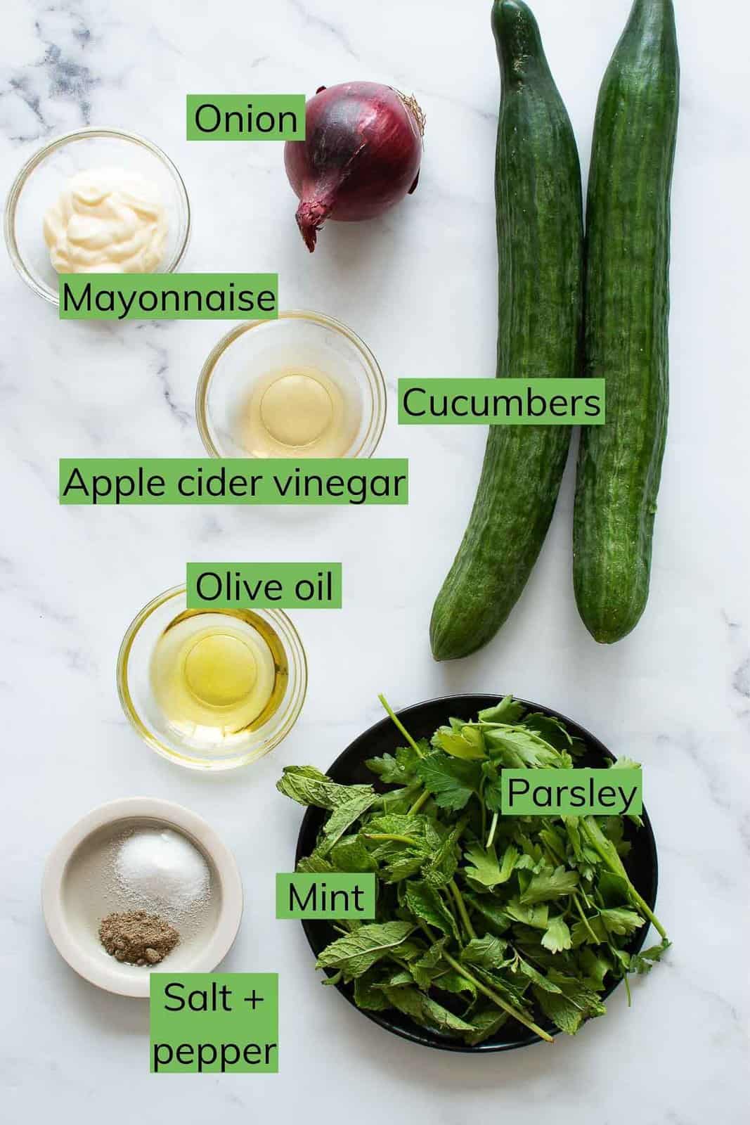 The ingredients needed to make the recipe viewed from above.