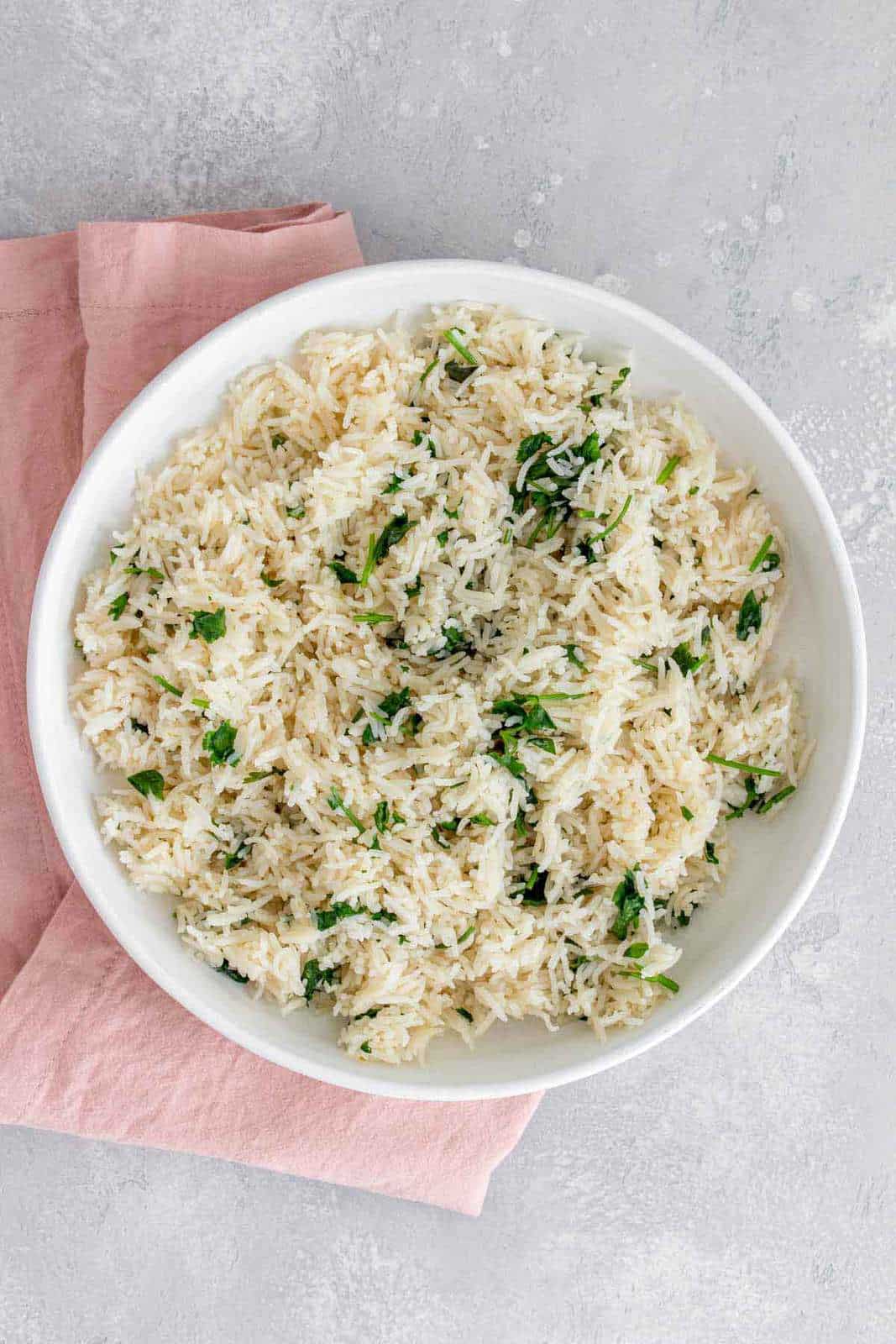 A large platter of cilantro lime rice.