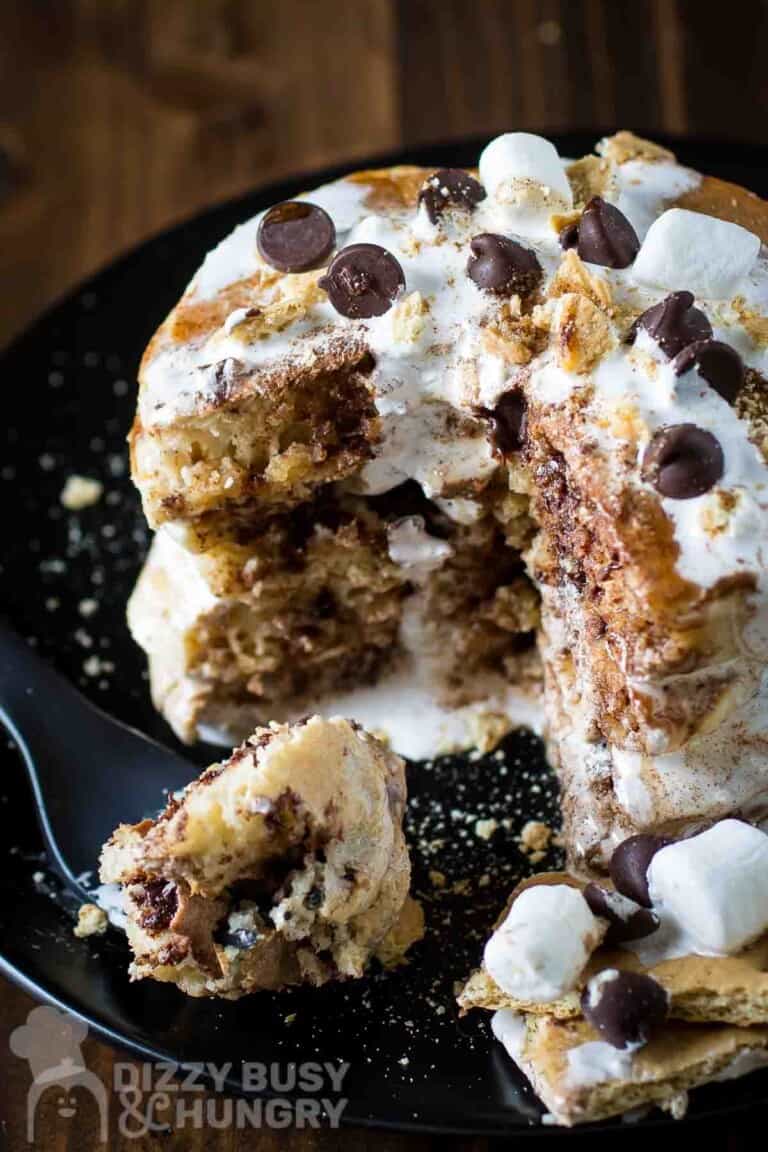 Easy S'mores Pancakes (Graham Cracker Pancake Recipe) Dizzy Busy and