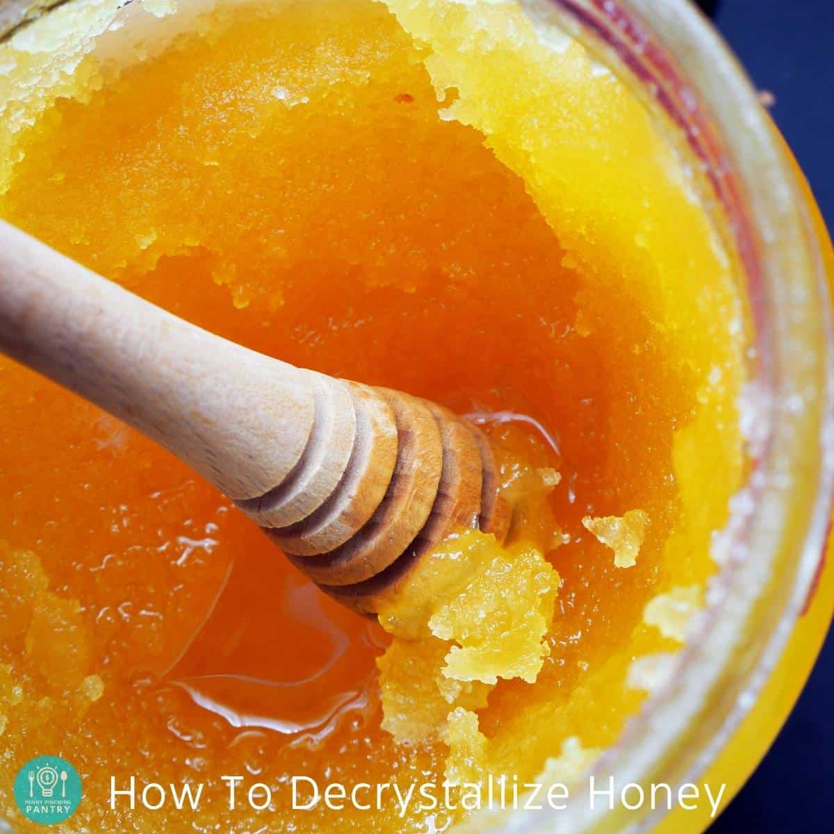 Overhead view of crystallized honey in a jar.