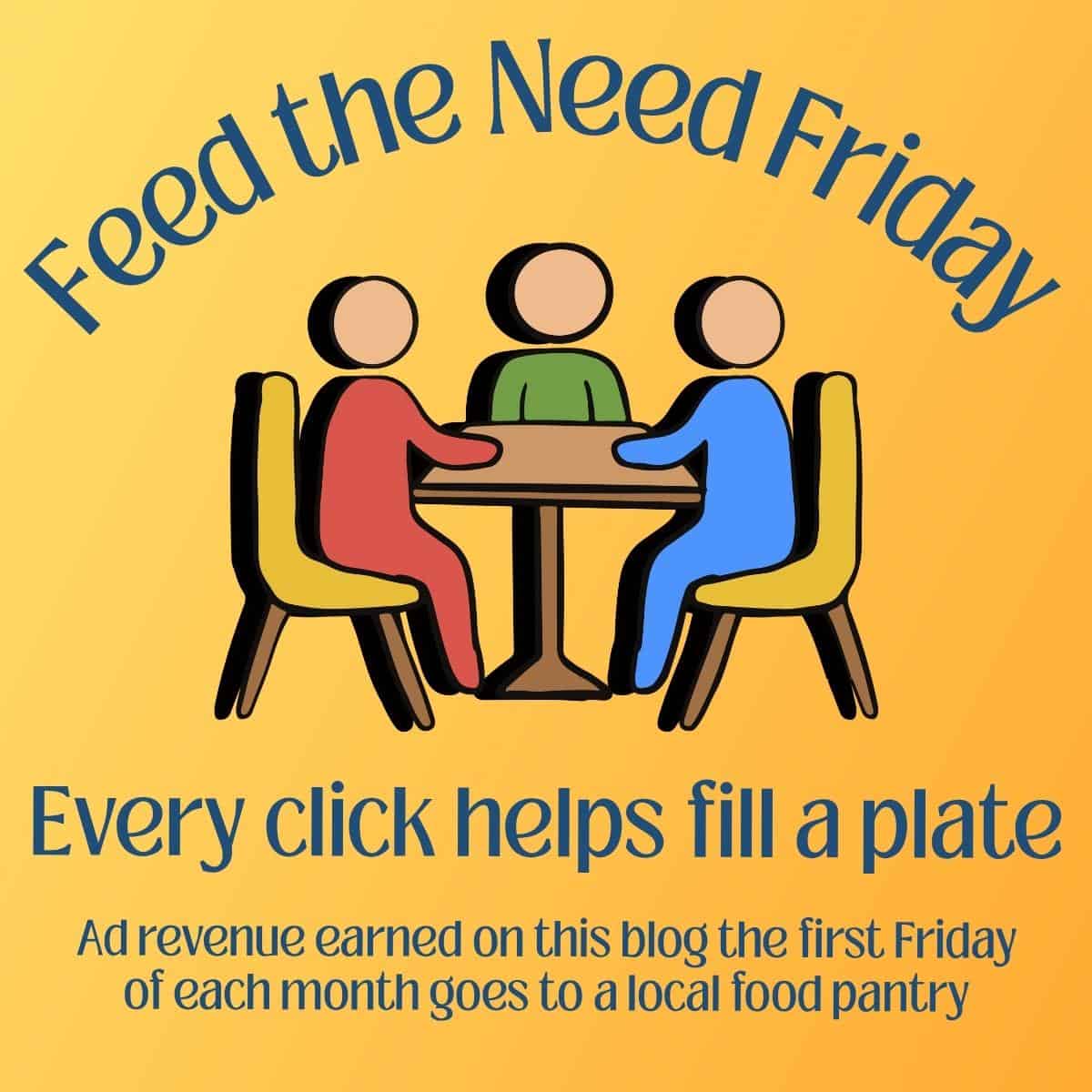 Graphic with a yellow gradient background and a drawing of a family around a table.