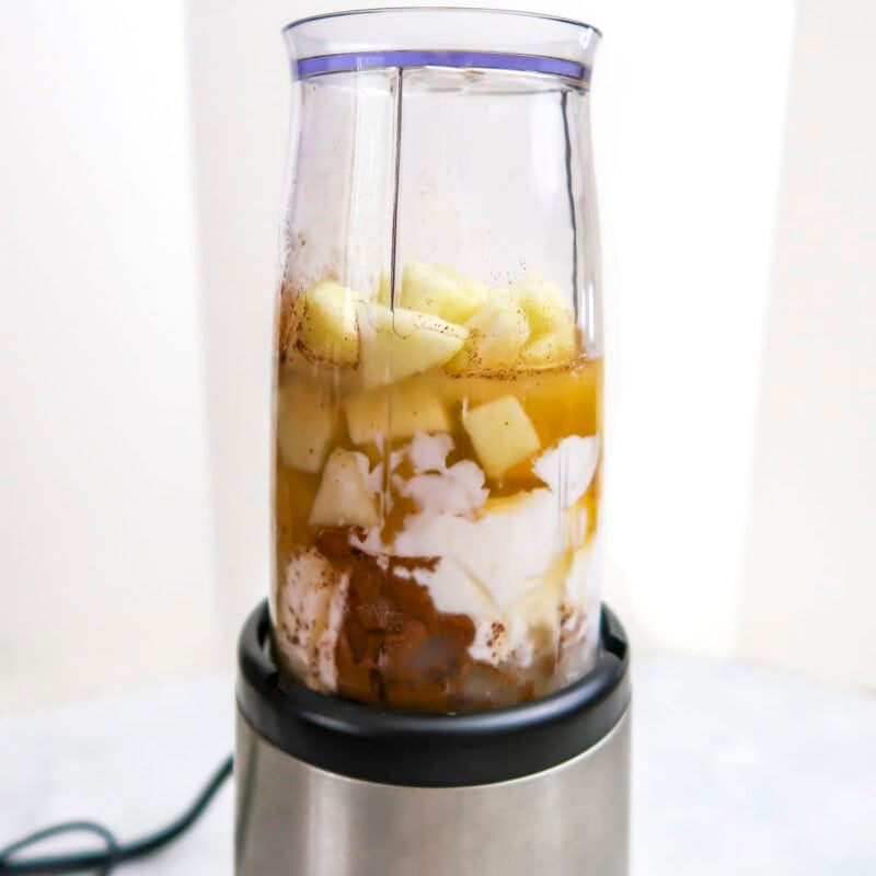 Overhead view of process shot 2 - combine all ingredients in a blender and puree.