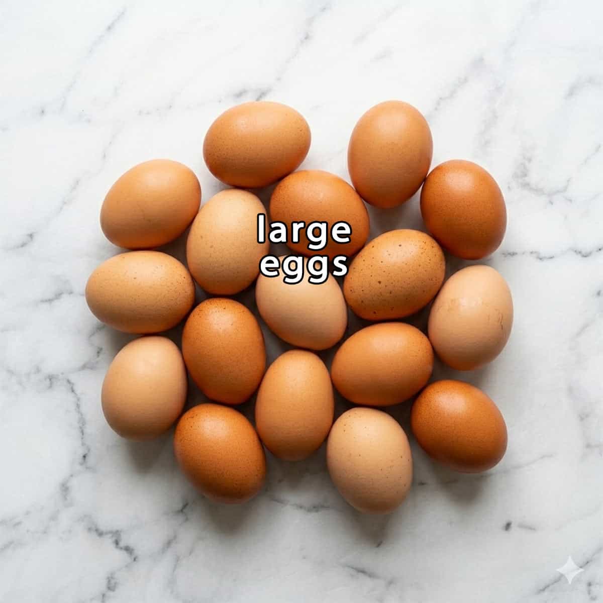 Overhead shot of ingredients - large eggs.