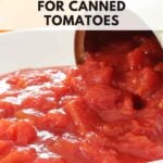 Canned tomatoes poured out onto a white dish.