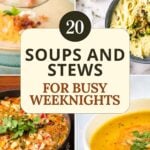 Four photos of some of the easy veggie-packed dinner recipes featured in the article.